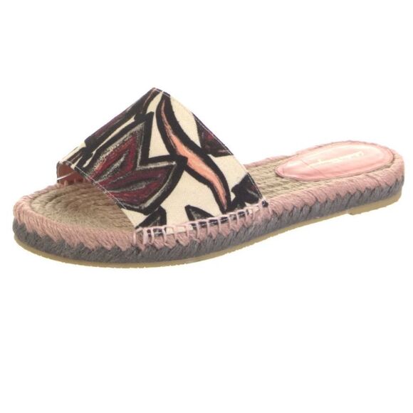Salvatore Ferragamo pink floral canvas espadrille slides Women's Size 10.5 - Picture 3 of 12